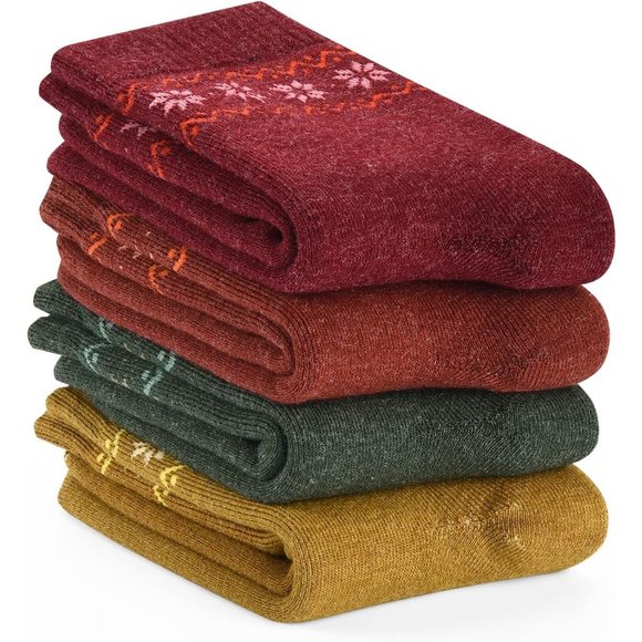 4 Women Winter Warm Thick Wool  Hiking Knit Soft and Comfortable Terry Socks - Picture 2 of 7